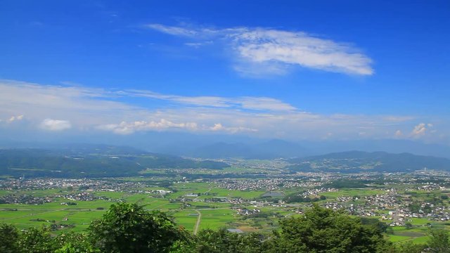 Distant view of cities of&nbsp;Ueda&nbsp;and&nbsp;Maruko,  Tomi,  Nagano,  Japan