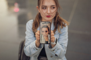 young girl in city