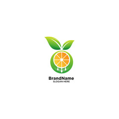 Orange Fruit Logo with leaf