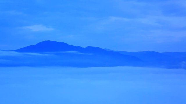 Mount Taro and Mount Hatatke above fog,  Ueda,  Nagano Prefecture,  Japan