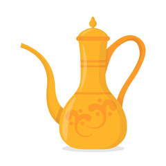 Arabian coffee pot flat vector illustration