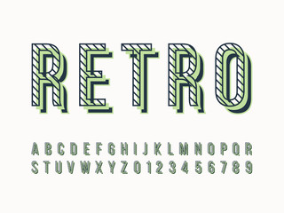 Fototapeta premium Retro font and alphabet. Stock vector illustration