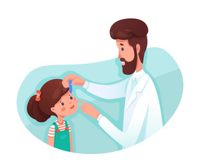 Eyesight checkup flat vector illustration