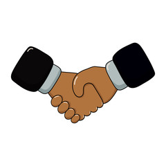 two businessman shaking hands. concept of business partnership. funny cartoon character isolated on white background. vector illustration.