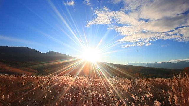 Sunrise above mountain,  Ueda City,  Nagano Prefecture