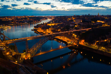 Night aerial view of Porto, Portugal