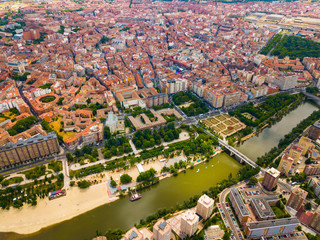 District of Valladolid with modern apartment buildings and river