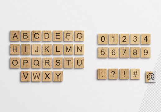 Wooden Word Game Tiles Mockup