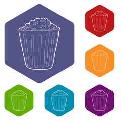 Popcorn icon. Outline illustration of popcorn vector icon for web design