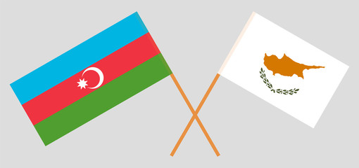 Azerbaijan and Cyprus. Crossed Azerbaijani and Cyprian flags