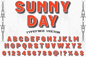 abc 3d  font handcrafted typeface vector vintage named vintage sunny day
