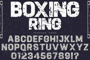abc font handcrafted typeface vector vintage named vintage boxing ring