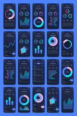 Different UI, UX, GUI screens and flat web icons for mobile apps