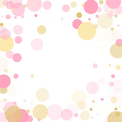Rose gold confetti circle decoration for New Year card background.