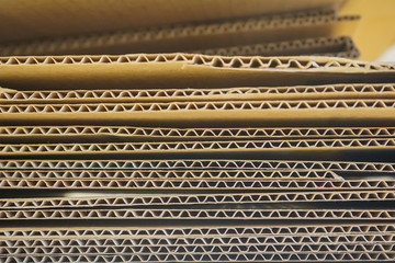 Stacking used cardboard box for recycling. Waste paper collection. The concept of a clean and healthy planet.