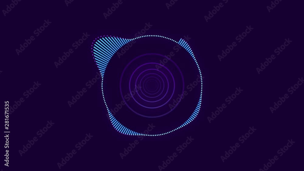Poster abstract animation of colorful sound wave circle equalizer. animation. audio spectrum simulation for