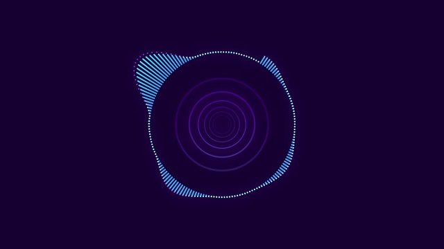 Abstract animation of colorful sound wave circle equalizer. Animation. Audio spectrum simulation for music, computer calculating, futuristic, ads, animation.