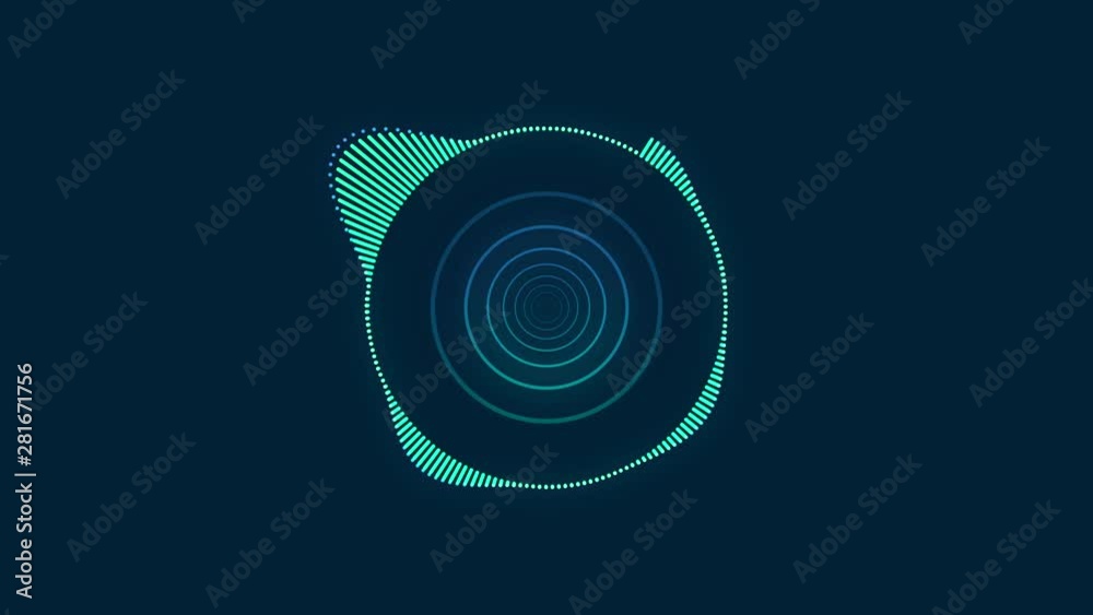 Poster abstract animation of colorful sound wave circle equalizer. animation. audio spectrum simulation for
