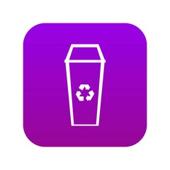 Trash can icon digital purple for any design isolated on white vector illustration