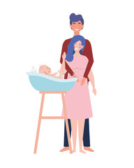 Isolated mother and father with baby design