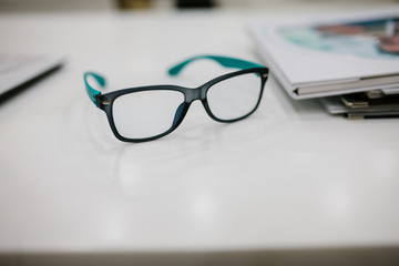 Black eye glasses spectacles. health and vision concept.