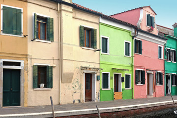 Retro houses colorful facades