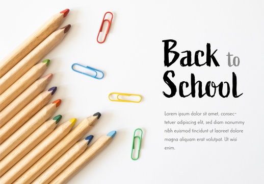 Back to School Banner Layout with Pencils and Paperclips