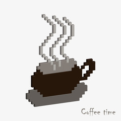 Cap of coffee, 3D Pixel Art