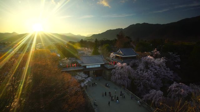 Ueda&nbsp;Castle at springtime sunset,  Nagano&nbsp;Prefecture,  Ueda&nbsp;City
