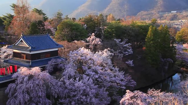 Ueda&nbsp;Castle at springtime sunset,  Nagano&nbsp;Prefecture,  Ueda&nbsp;City