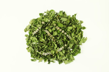 Obraz premium dried mint leaves or mentha piperita leaves herb isolated in white background