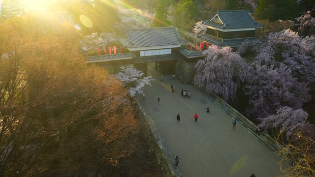 Ueda&nbsp;Castle at springtime sunset,  Nagano&nbsp;Prefecture,  Ueda&nbsp;City