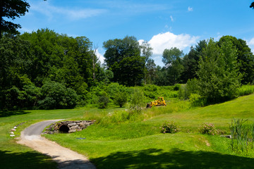 Tractor sitting out in a field