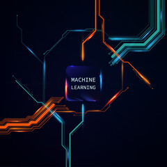 Machine learning web design. Futuristic banner, cover for artificial intelligence or big data - obrazy, fototapety, plakaty