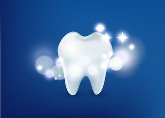 Healthy Tooth ,Under Protection, Teeth Whitening, glowing effect,3D, realistic, Dental design element, vector