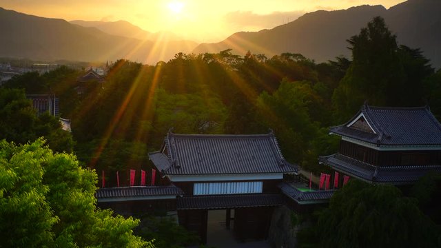 View of&nbsp;Ueda&nbsp;Castle at sunset,  Ueda City,  Nagano Prefecture