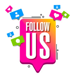 Follow us banner with Memphis style