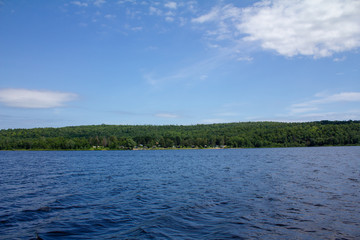 landscape with lake and blue sky