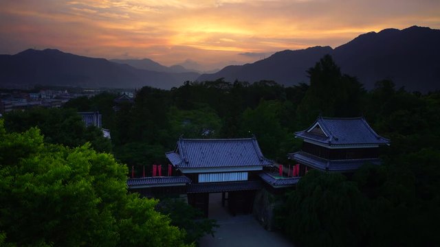 View of&nbsp;Ueda&nbsp;Castle at sunset,  Ueda City,  Nagano Prefecture