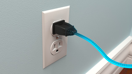 Power Cord Plugging Into a Wall Socket - 3D Rendering