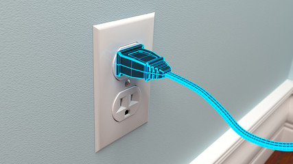 Power Cord Plugging Into a Wall Socket - 3D Rendering
