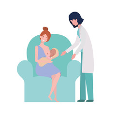 Mother with baby and doctor design