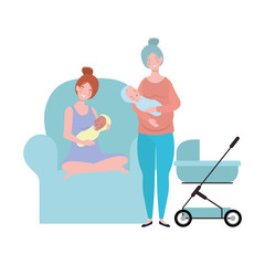 Fototapeta premium Isolated mothers with babys design