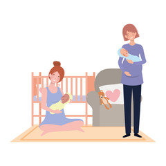 Isolated mothers with babys design