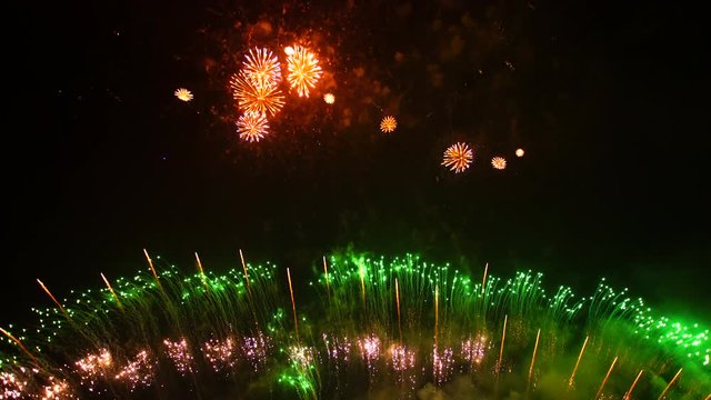View of fireworks display,  Ueda City,  Nagano Prefecture