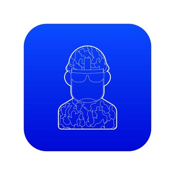 recommend clip art: Soldier icon blue vector isolated on white background