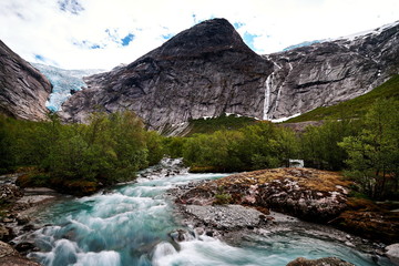 Naklejka na ściany i meble briksdal glacier in north europe Nordfjord norway