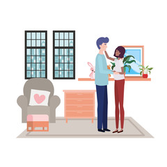 Isolated pregnant woman and man design