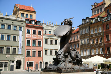 The statue on the main square of Warsaw in Poland. The symbol of the city, the Mermaid of Warsaw (Warszawska Syrenka) © shootingtheworld