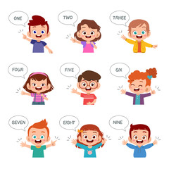 kid hand counting number vector illustration